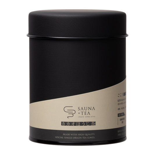 -SAUNA＋TEA-ほうじ茶ロウリュ茶葉-カカオほうじ茶-茶缶